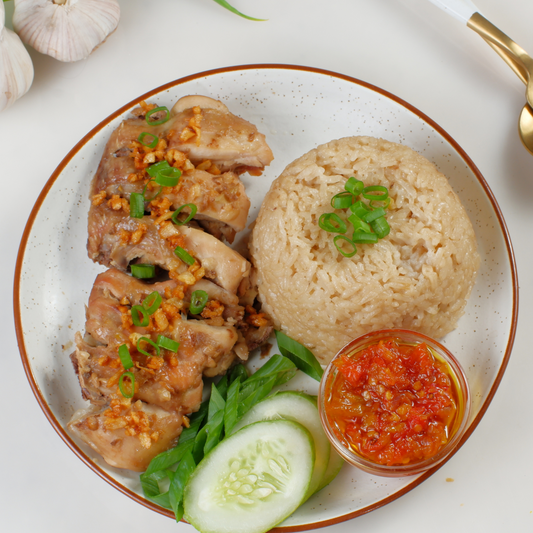 Hainanese chicken meal ready to serve by The Yum Fork Co